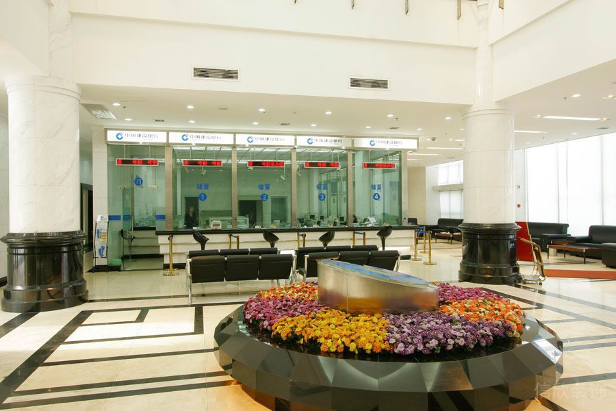 銀行營業(yè)大廳中間圓形花臺設計效果圖