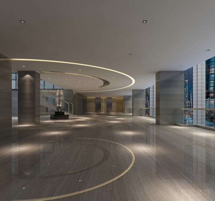 環(huán)形燈帶天花板大廳裝修設(shè)計(jì)