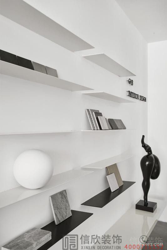 黑白色調(diào)墻體懸空收納柜簡(jiǎn)約裝修