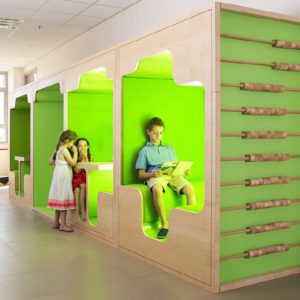 算盤木珠創(chuàng)意墻體設(shè)計自習室設(shè)計