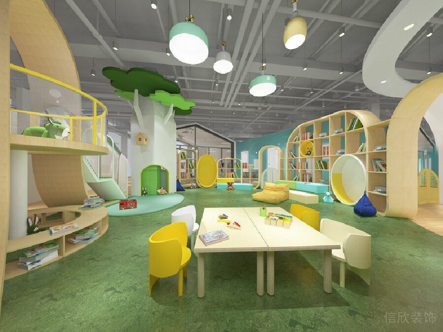 綠葉樹木裝修兒童休息區(qū)設計