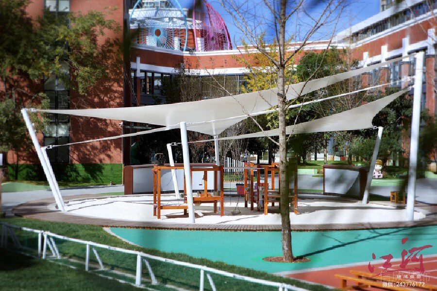 戶外學校休息區(qū)木質效果圖