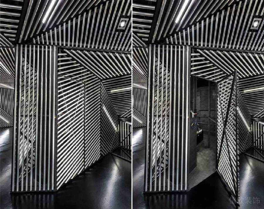 Led條紋直線式設(shè)計(jì)過道現(xiàn)代辦公室