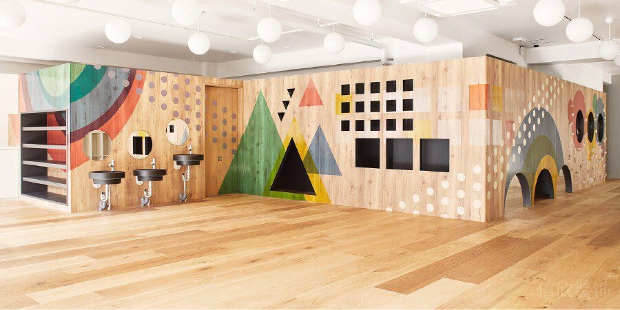 墻體涂鴉墻波點裝飾原木風裝修設(shè)計