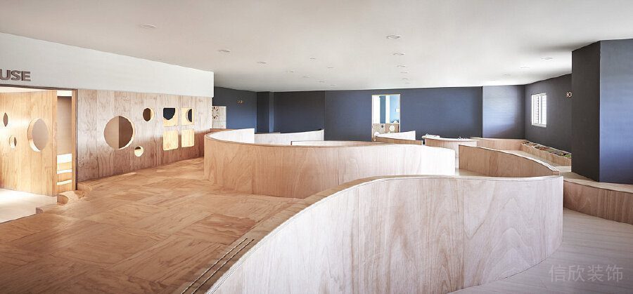 原木風弧線線條裝修設計機構