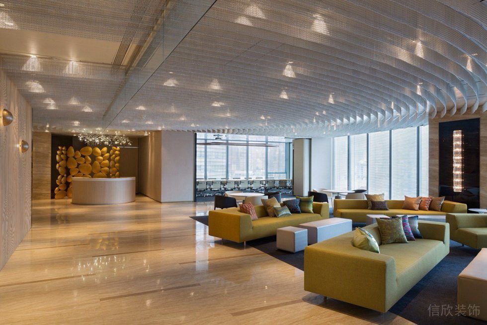 辦公室大理石過道裝修設(shè)計沙發(fā)會客區(qū)