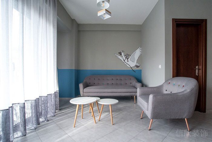 灰色布藝沙發(fā)辦公室會客區(qū)簡約風休息區(qū)域