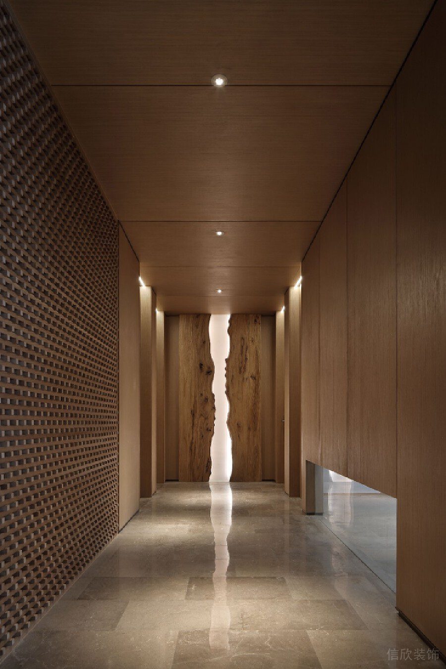 原木風(fēng)裝修設(shè)計(jì)大理石過道中醫(yī)館機(jī)構(gòu)效果