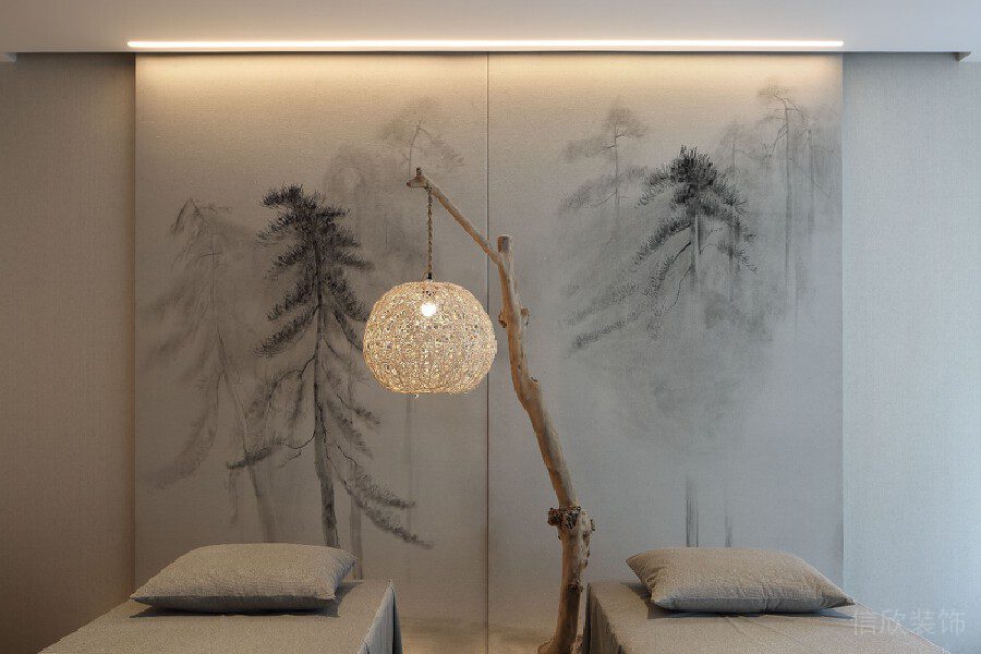 水墨畫(huà)墻體設(shè)計(jì)按摩店鋪效果