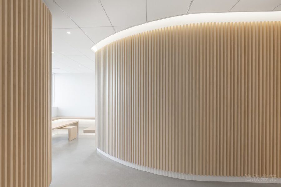 木質(zhì)弧線效果燈帶簡(jiǎn)約效果辦公室設(shè)計(jì)