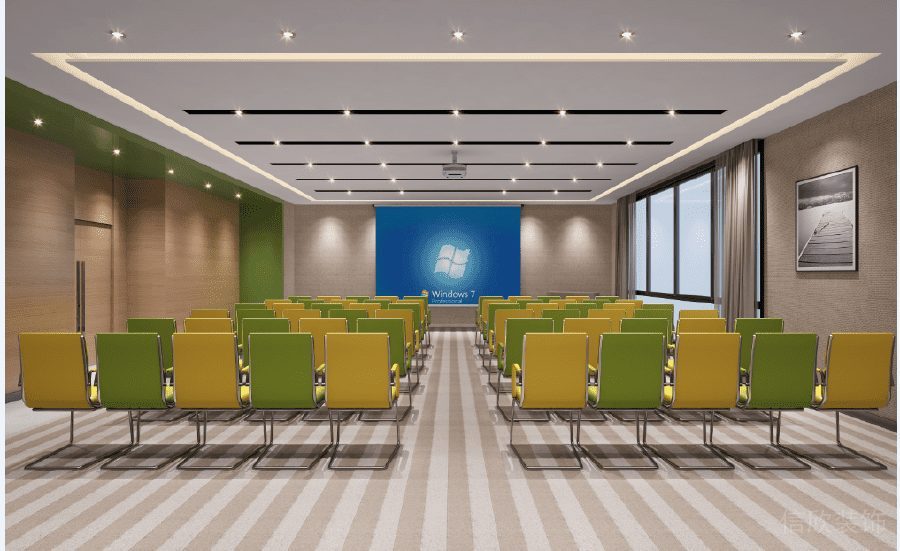 黃綠色月子中心辦公室會議廳裝修設(shè)計(jì)