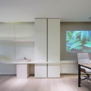 墻柜一體式設(shè)計(jì)冰箱內(nèi)嵌式設(shè)計(jì)簡(jiǎn)約辦公室效果