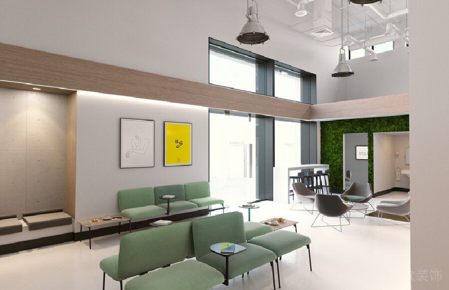 綠色泡泡棉花沙發(fā)裝修設(shè)計(jì)辦公室休息區(qū)