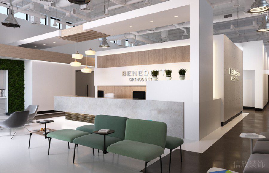 辦公室裝修設(shè)計簡約風(fēng)綠色科技面料沙發(fā)裝修