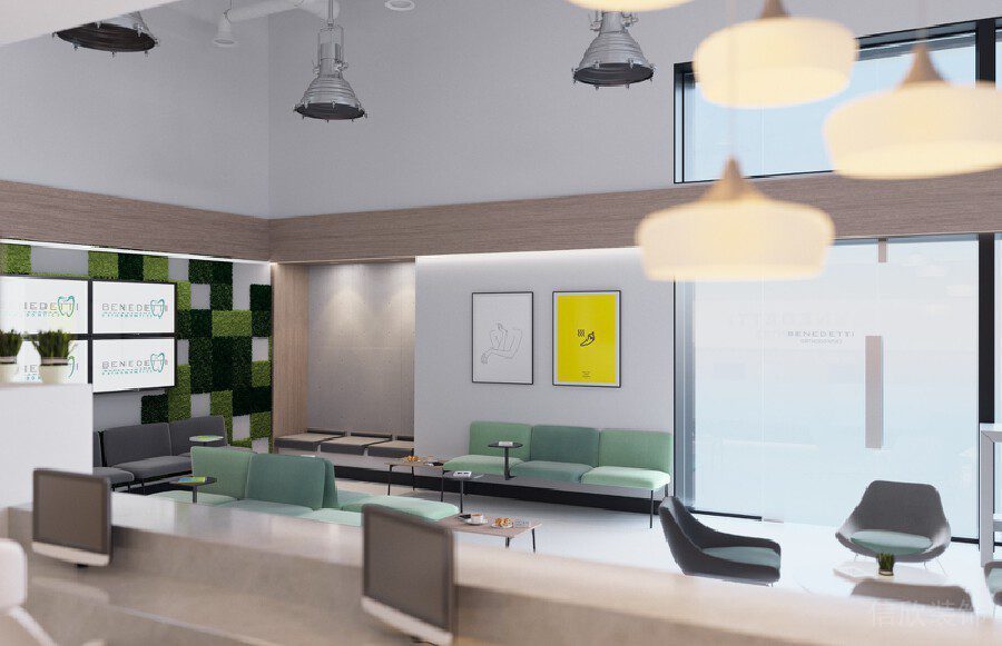 簡約風(fēng)牙科診所大廳休息區(qū)沙發(fā)設(shè)計效果圖