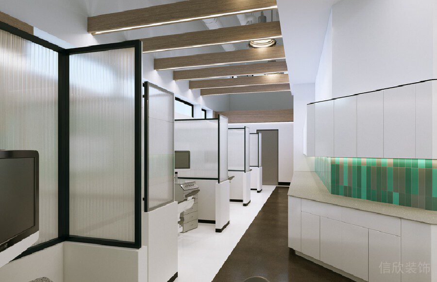 黑色邊框金屬豎條紋玻璃牙科診室裝修設(shè)計