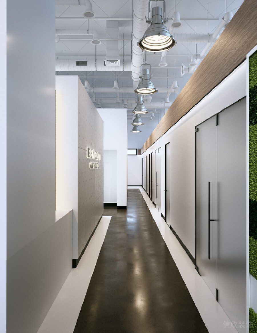 工業(yè)風辦公室裝修設計棕色直線式裝修設計