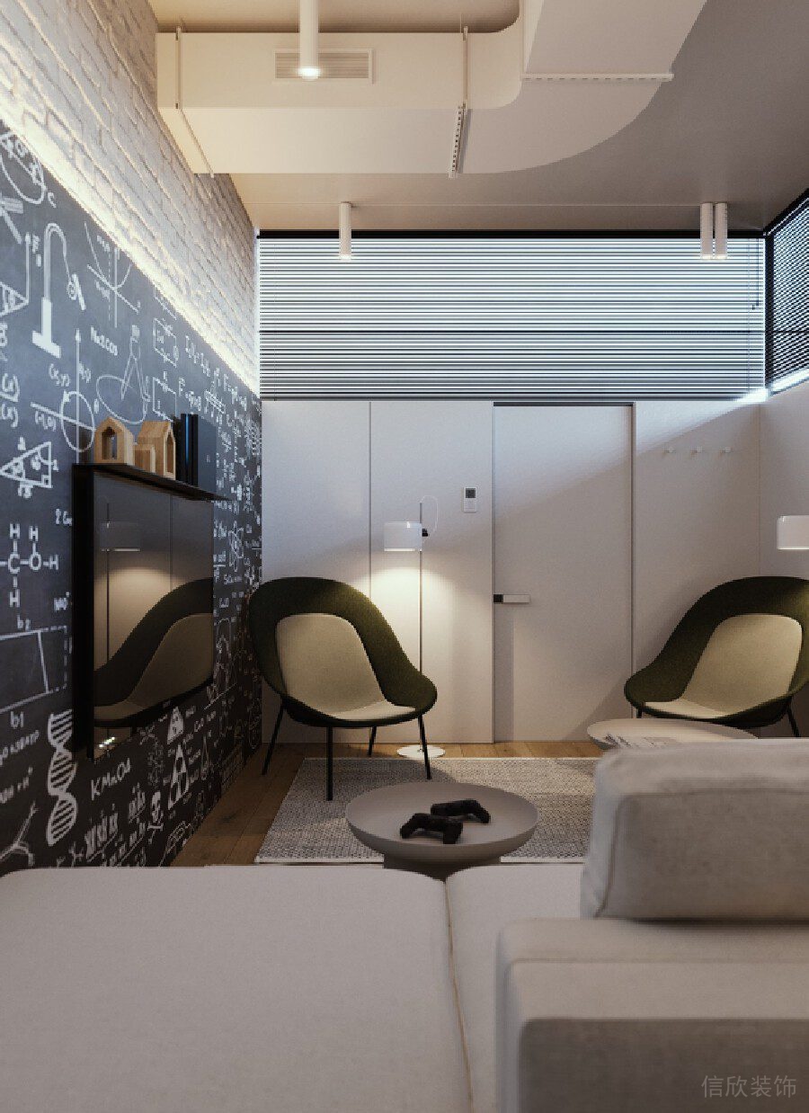 醫(yī)生就診室天花工業(yè)風(fēng)裝修設(shè)計(jì)涂鴉墻效果