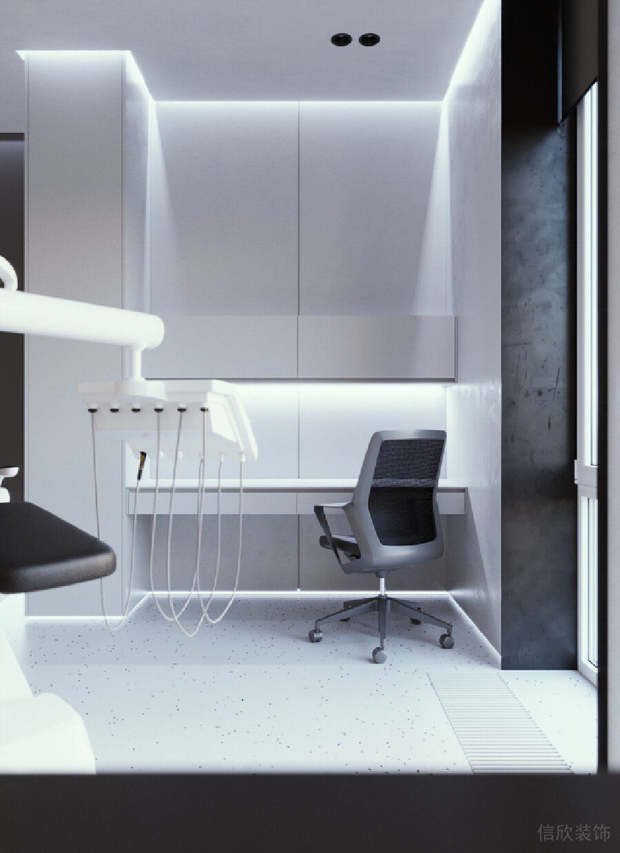 牙科診所科研實驗室黑白色調(diào)裝修設(shè)計