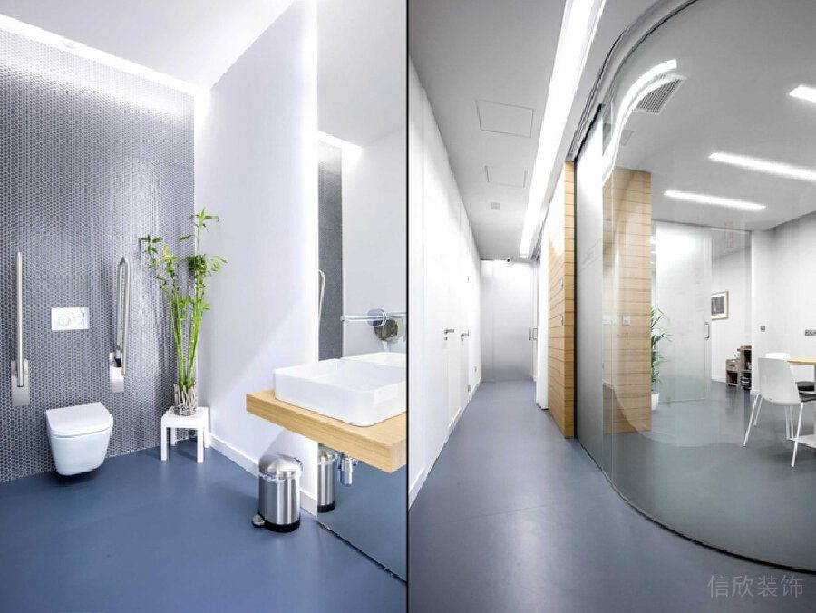 簡約北歐風(fēng)衛(wèi)生間裝修辦公室過道pvc弧線