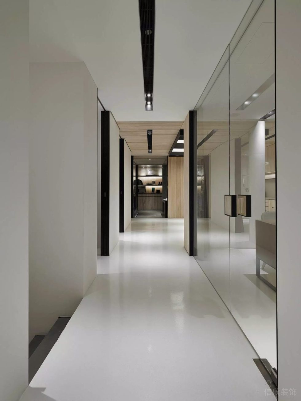 直線過道天花內(nèi)嵌射燈裝修效果圖辦公室