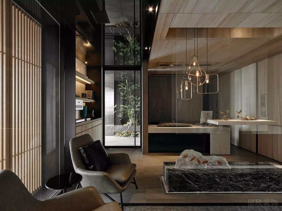 復(fù)古辦公室大理石現(xiàn)代裝修設(shè)計公共洽談室裝修