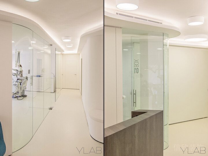 現(xiàn)代奶油色米黃過道辦公室弧線效果圖