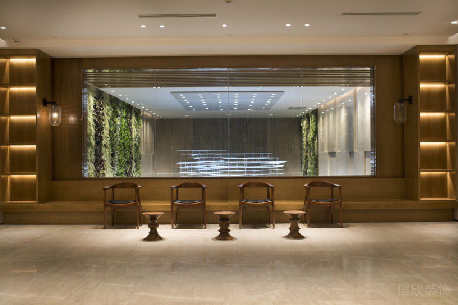 中式辦公室過道設(shè)計效果圖玻璃墻體設(shè)計效果圖