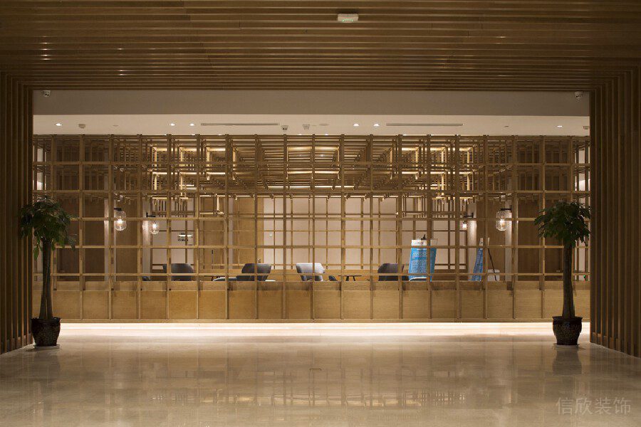 格子墻體隔斷裝修設(shè)計(jì)辦公室大理石地板