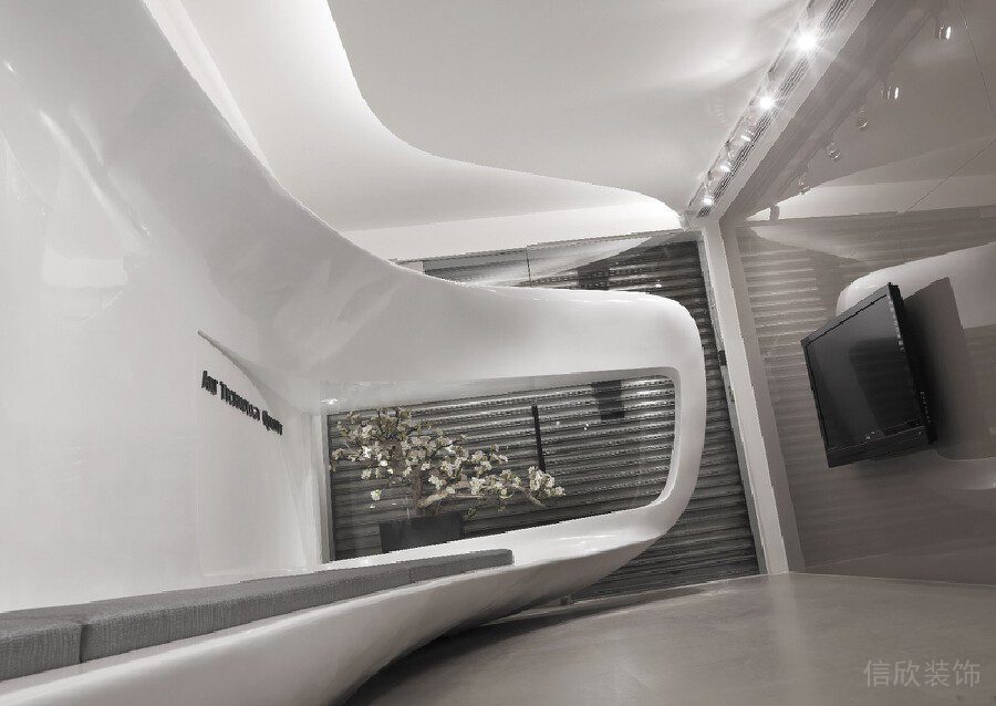 科技純白簡(jiǎn)約風(fēng)工作室裝修設(shè)計(jì)休息區(qū)效果