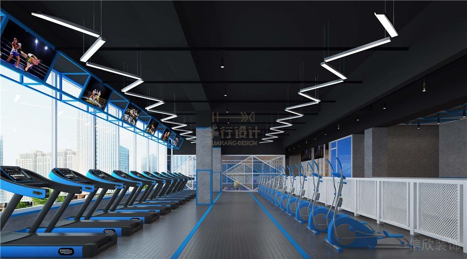 華武決東門(mén)二店深圳健身房裝修設(shè)計(jì)_跑步區(qū)