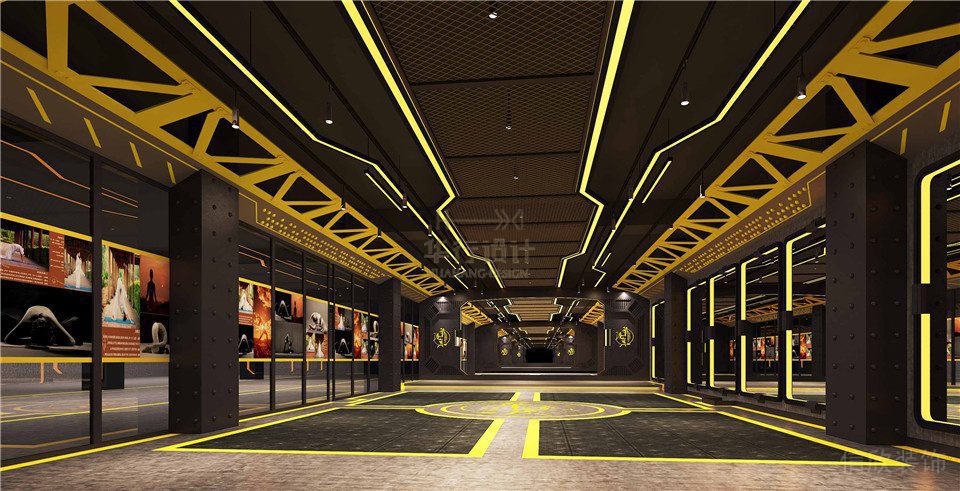 武術(shù)培訓(xùn)機(jī)構(gòu)現(xiàn)代簡(jiǎn)約風(fēng)工業(yè)直線(xiàn)設(shè)計(jì)金屬天花鏤空板