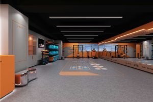 健身房橙色多功能教室工業(yè)風設計圖