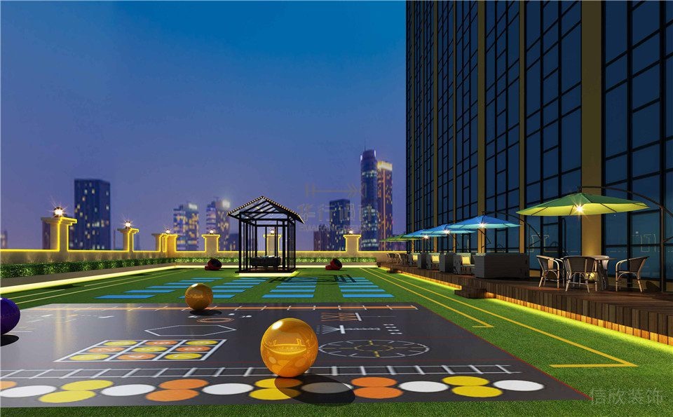 戶外天臺娛樂區(qū)健身房裝修設(shè)計休息區(qū)