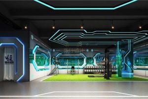 現(xiàn)代簡約健身房裝修設計墻體玻璃設計