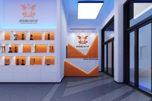 拳擊俱樂部現(xiàn)代前臺區(qū)裝修設計橙色皮革