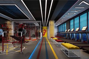 工業(yè)風金屬邊框跑步機創(chuàng)意設計健身房效果