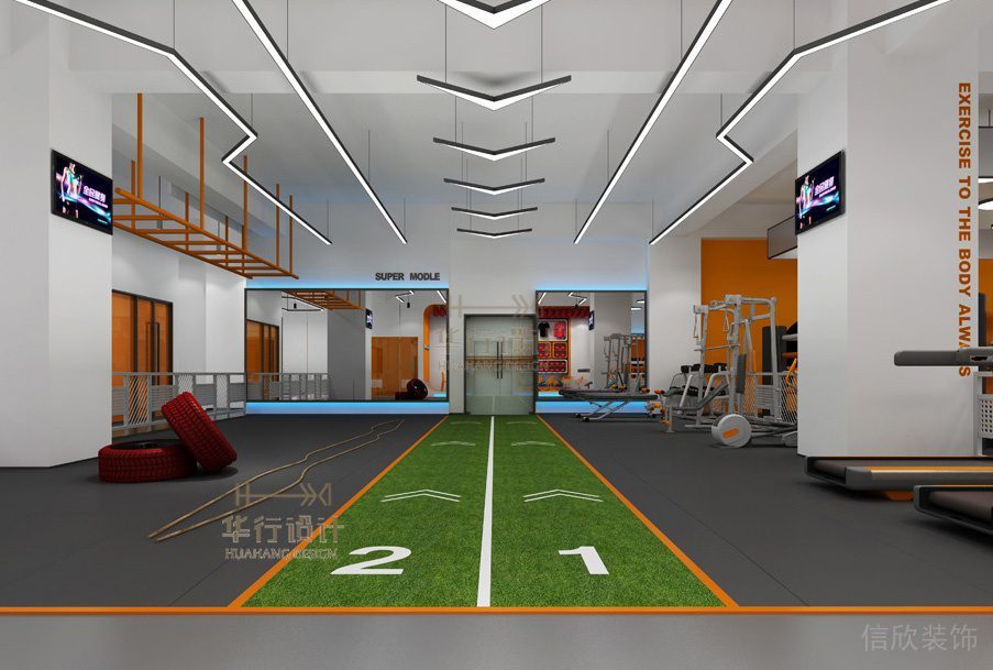 健身房裝修設(shè)計仿制彩屏跑道pvc創(chuàng)意設(shè)計簡約風(fēng)效果