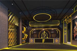 健身房裝修設計前臺區(qū)暗系時尚酷炫風裝修效果