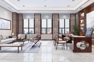 中式屏風(fēng)隔斷通體平推門創(chuàng)意會(huì)議室辦公室裝修