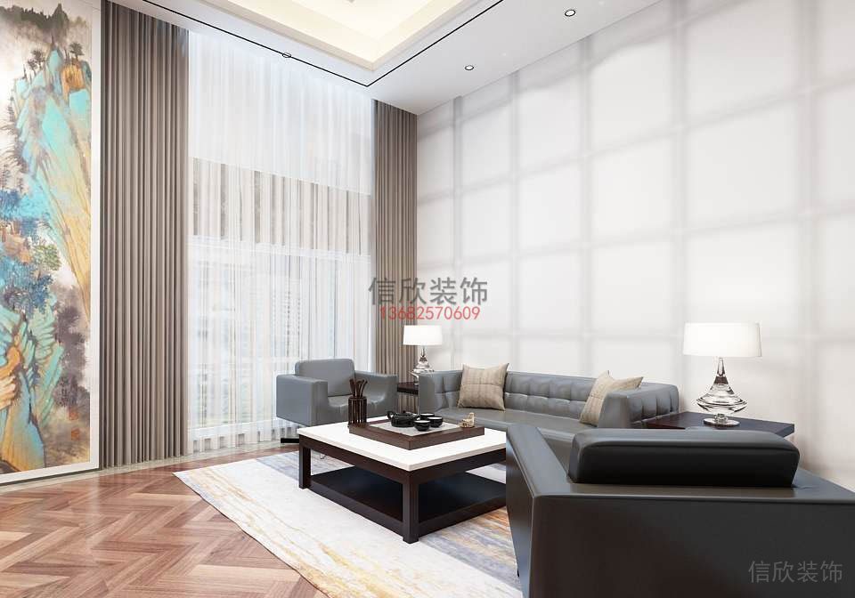 總裁辦公室真皮沙發(fā)會(huì)議室討論區(qū)域裝修木質(zhì)地面