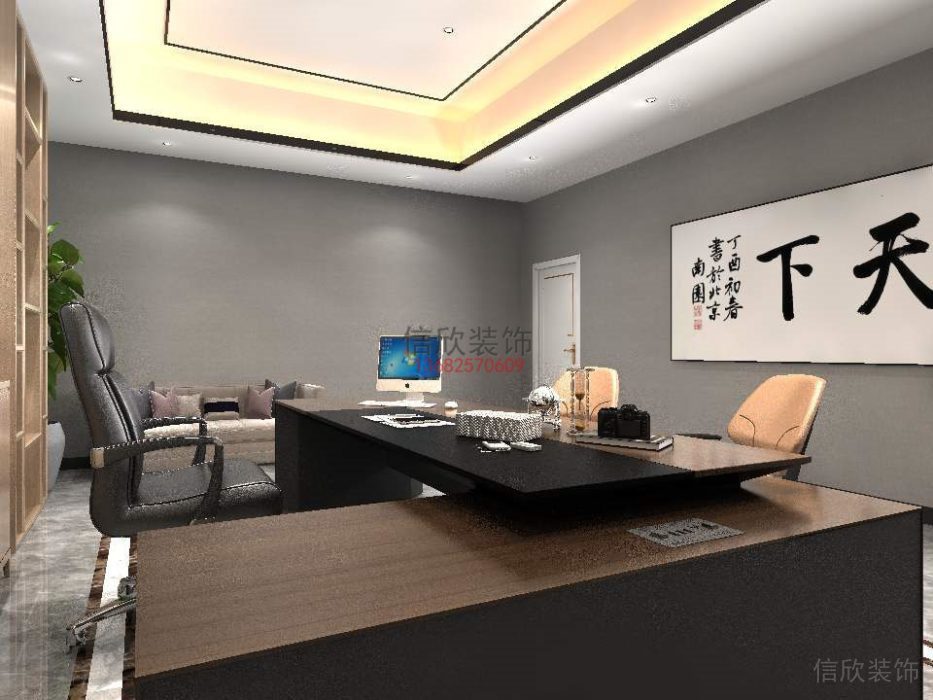 環(huán)形幾何創(chuàng)意辦公室裝修效果圖天花燈飾