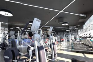 動感單車有氧區(qū)健身房器械裝修陳列簡約風裝修