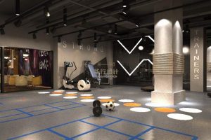 多功能教室設計墻體中式工業(yè)風健身房裝修效果