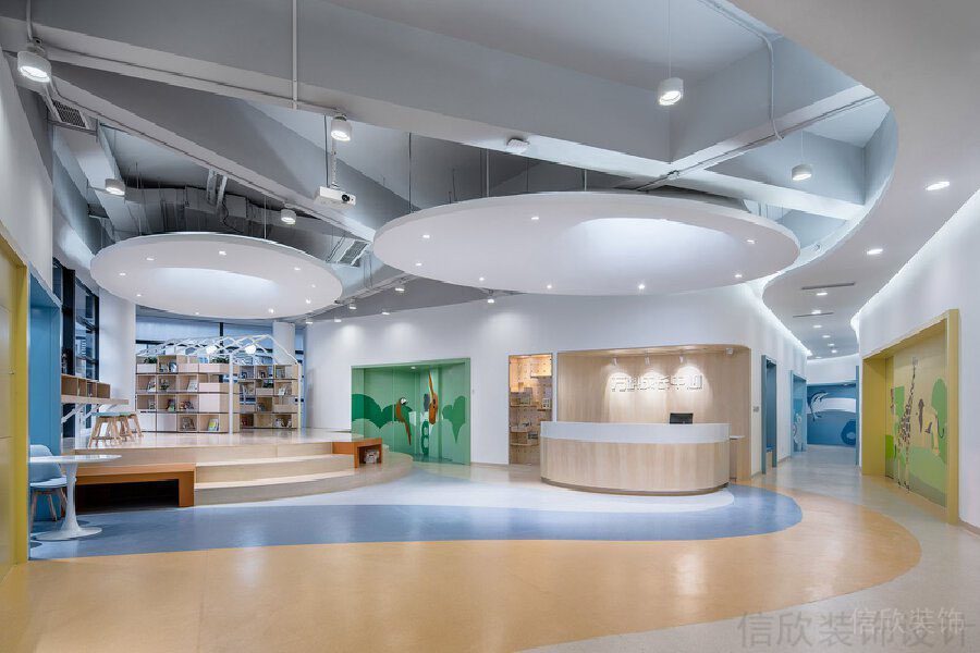 鏤空天花吊頂pvc過道防滑設(shè)計(jì)兒童培訓(xùn)藝術(shù)機(jī)構(gòu)效果圖