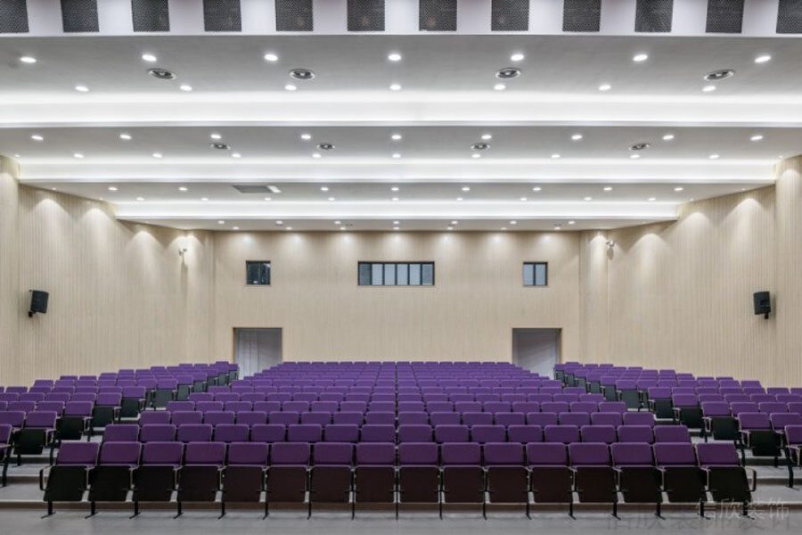 演播廳紫色折疊椅多人會堂學(xué)校設(shè)計圖