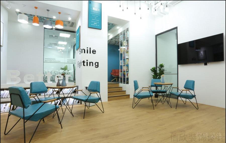 墻體設(shè)計英文彩繪公共休息區(qū)語言培訓(xùn)機(jī)構(gòu)裝修原木風(fēng)