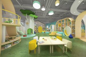 機(jī)構(gòu)裝修設(shè)計休息區(qū)木質(zhì)裝修書柜收納