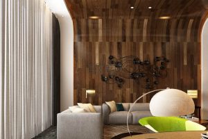 現(xiàn)代木質光面休息區(qū)布藝沙發(fā)辦公室