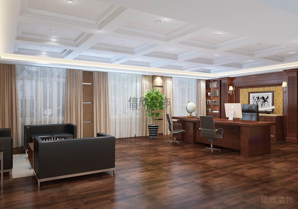 中式風現(xiàn)代辦公室簡約商務(wù)風木制裝修